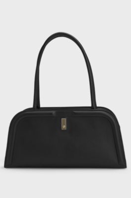 Ariell bowling bag in leather with Double B monogram, Black