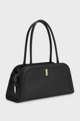 Ariell bowling bag in leather with Double B monogram, Black