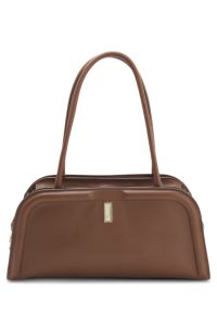 Ariell bowling bag in leather with Double B monogram, Brown