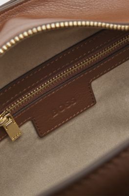 Ariell bowling bag in leather with Double B monogram, Brown