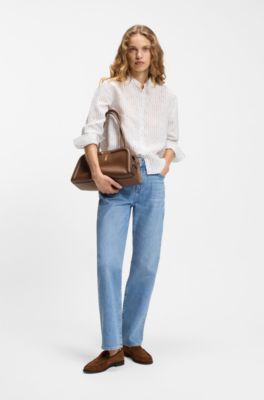 Ariell Bowling-Tasche aus Leder mit Double-B-Monogramm, Braun