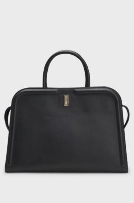 Ariell tote bag in leather with detachable strap, Black