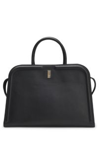 Ariell tote bag in leather with detachable strap, Black