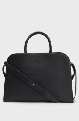 Ariell tote bag in leather with detachable strap, Black
