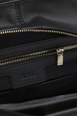 Ariell tote bag in leather with detachable strap, Black