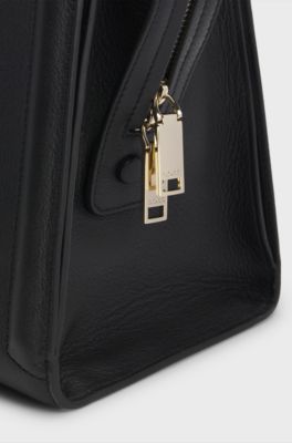 Ariell tote bag in leather with detachable strap, Black