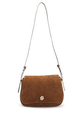 Suede saddle bag with Double B monogram