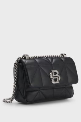 Kleine gesteppte Umh&auml;ngetasche mit Double-B-Monogramm, Schwarz