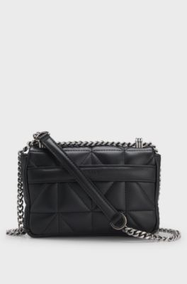 Kleine gesteppte Umh&auml;ngetasche mit Double-B-Monogramm, Schwarz