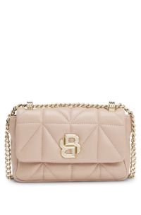 Petit sac &agrave; bandouli&egrave;re matelass&eacute; avec monogramme Double B, Rose clair