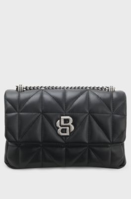 Bolso bandolera guateado con monograma Double&nbsp;B, Negro
