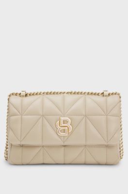 Gesteppte Umh&auml;ngetasche mit Double-B-Monogramm, Hellbeige