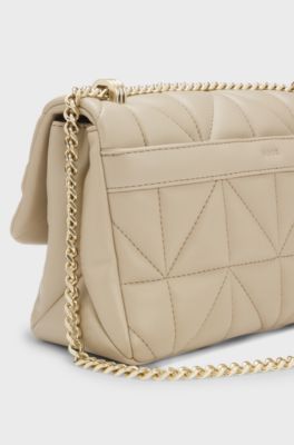 Borsa a spalla trapuntata con monogramma Double B, Beige chiaro