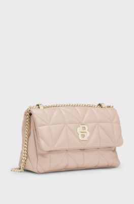Quilted shoulder bag with Double B monogram, light pink