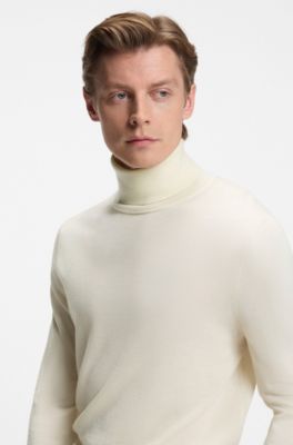 BECKHAM x BOSS rollneck sweater in cashmere , Natural