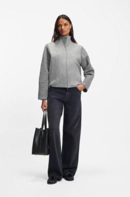 Leather bucket bag with logo lettering, Black