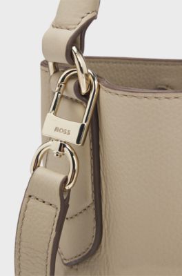 Saca de piel con letras de logo, Beige claro