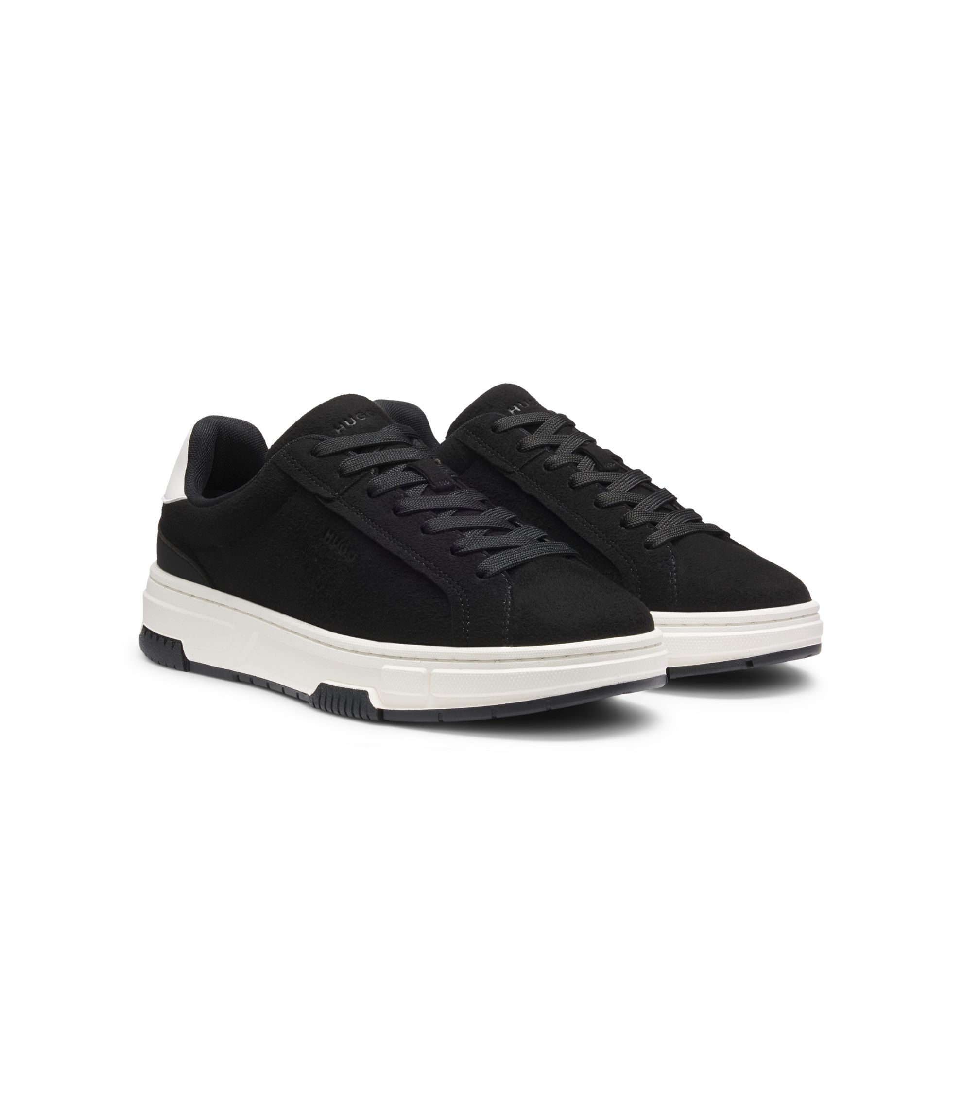 Lowtop Sneakers aus Veloursleder-Imitat