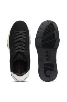 Low-top trainers in faux suede, Dark Grey