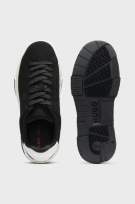 Low-top trainers in faux suede, Black