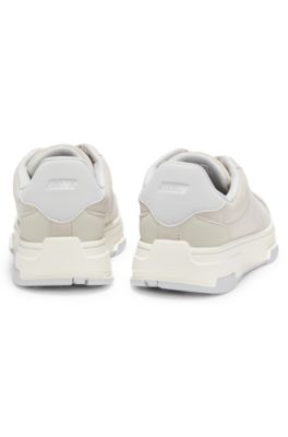 Lowtop Sneakers aus Veloursleder-Imitat, Hellbeige