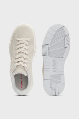 Low-top trainers in faux suede, Light Beige