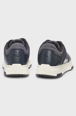 Vetersneakers met lakdetails, Donkerblauw