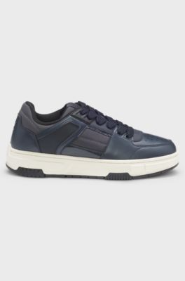 Vetersneakers met lakdetails, Donkerblauw