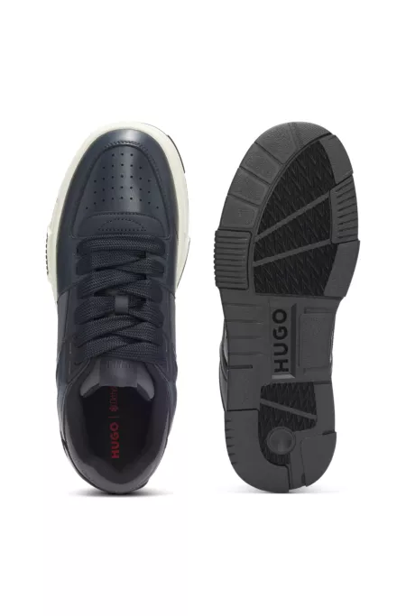 Lace-up trainers with patent trims