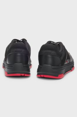 Sneakers in mesh e similpelle, Nero
