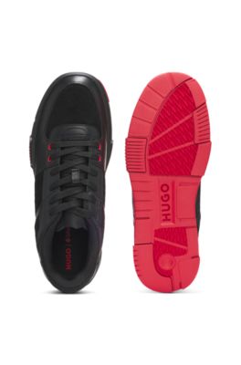 Trainers with mesh and faux leather, Black
