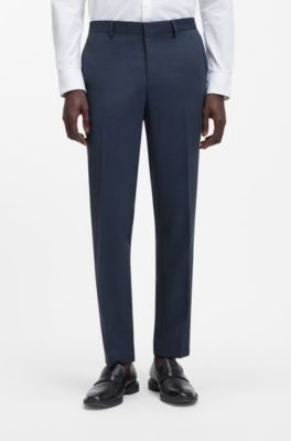Two-piece slim-fit suit in stretch birdseye, Dark Blue