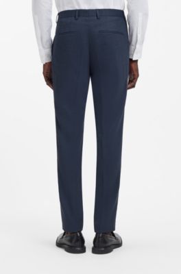 Two-piece slim-fit suit in stretch birdseye, Dark Blue