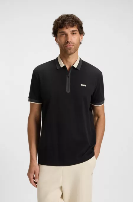 Polo en piqué de coton avec patte zippée