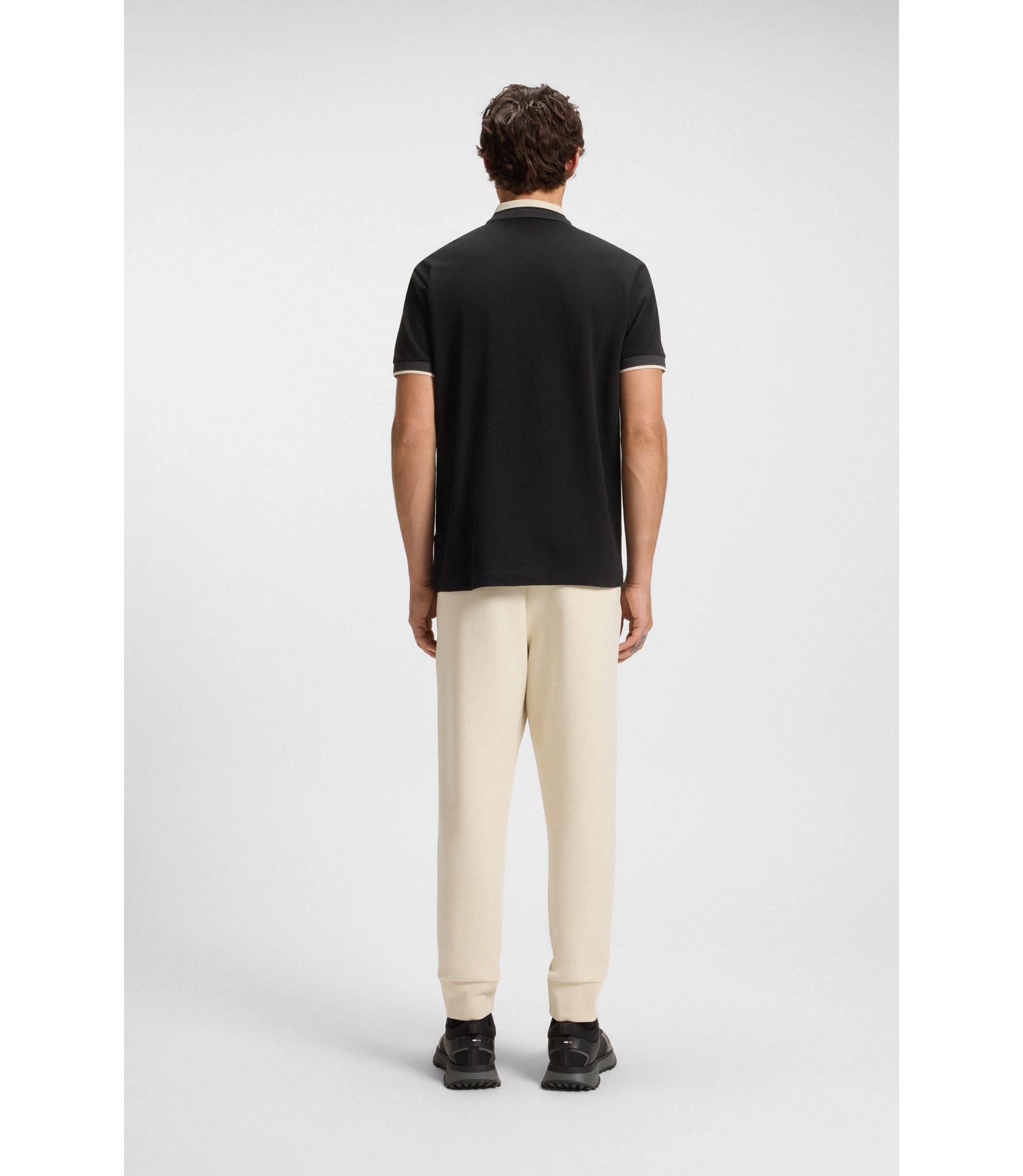 BOSS - Cotton-piqué polo shirt with zip placket - Black