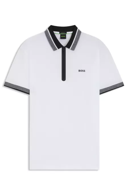 Cotton-piqué polo shirt with zip placket