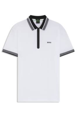 Cotton-piqué polo shirt with zip placket 1