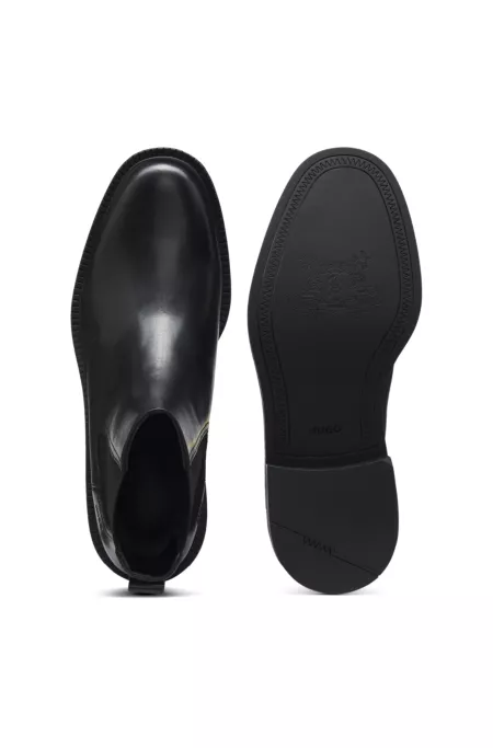 Leather Chelsea boots with elasticated panels