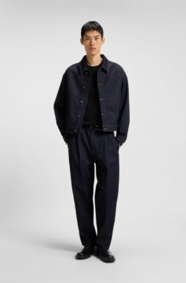 Leather Chelsea boots with elasticated panels, Black