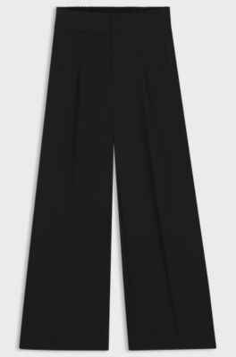 Straight-fit trousers with pleat front, Black