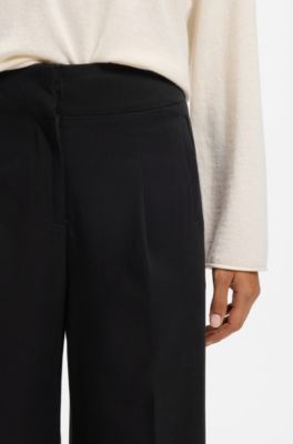 Straight-fit trousers with pleat front, Black