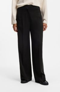 Straight-fit trousers with pleat front, Black