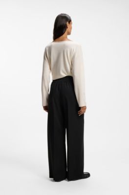 Straight-fit trousers with pleat front, Black