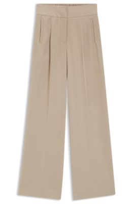 Straight-fit trousers with pleat front, Beige