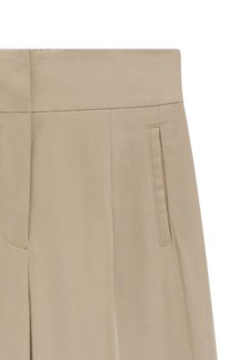 Straight-fit trousers with pleat front, Beige