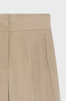 Straight-fit trousers with pleat front, Beige
