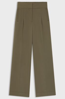 Straight-fit trousers with pleat front, Dark Green