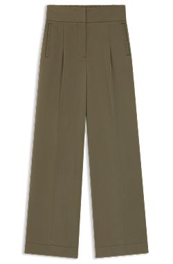Broek met rechte pijp en geplooide voorkant