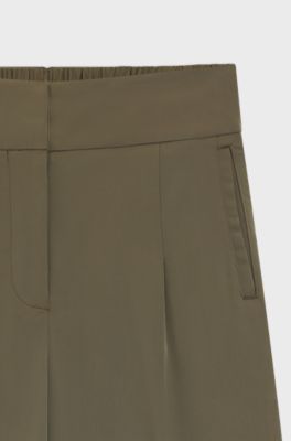 Straight-fit trousers with pleat front, Dark Green
