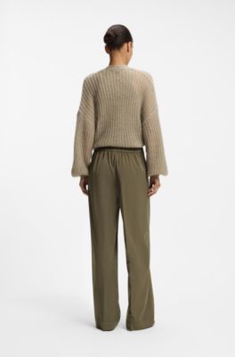 Straight-fit trousers with pleat front, Dark Green